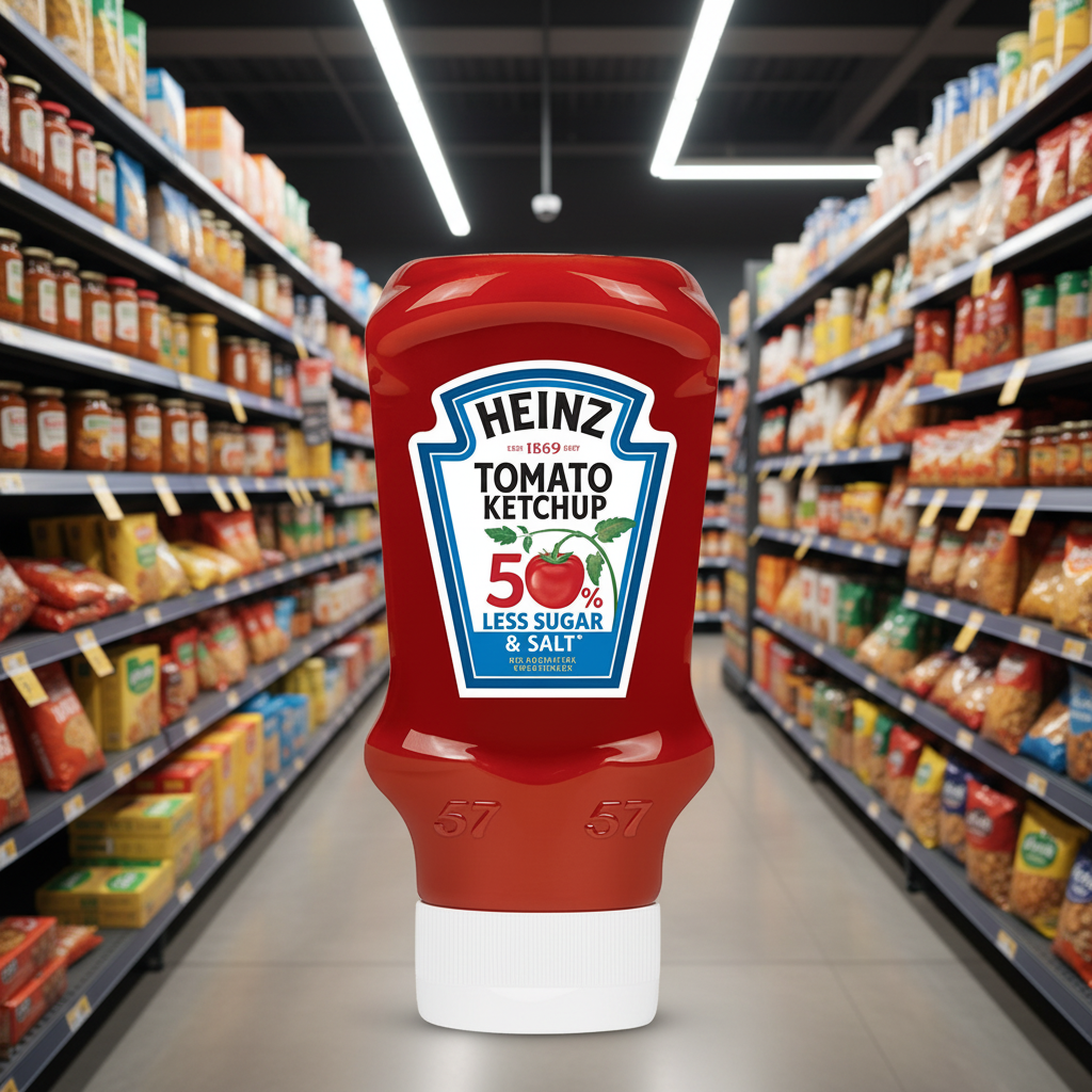 10 x Heinz 50% Less Sugar & Salt Tomato Ketchup 435G