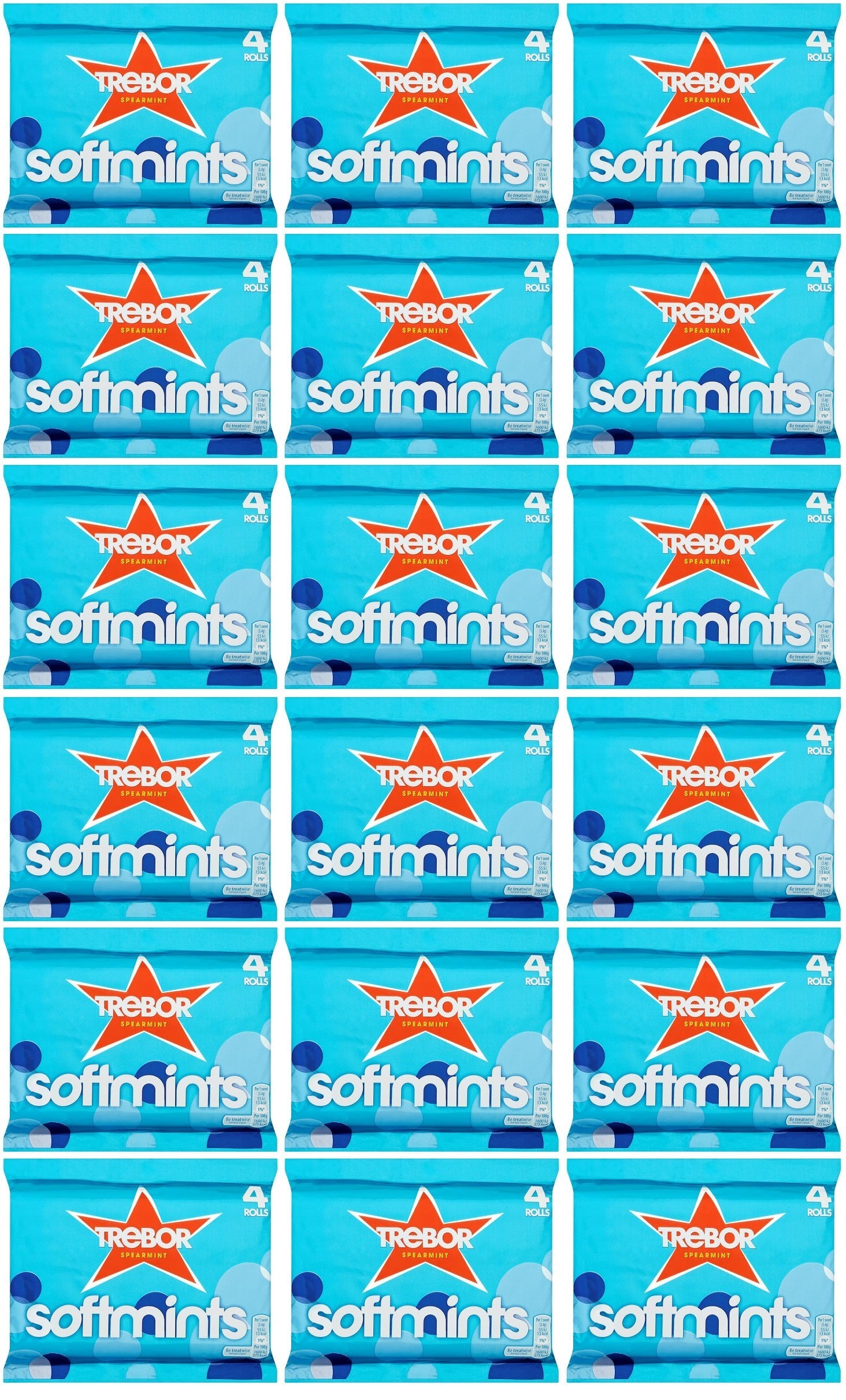 18 x Trebor Softmints Spearmint Mints 4 Pack 179.6G