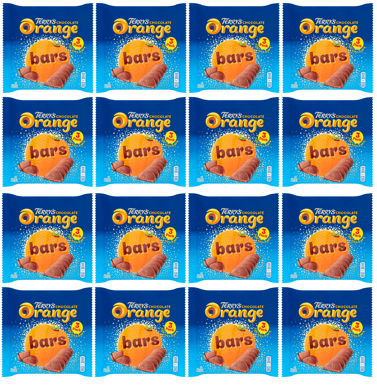 16 x Terrys Chocolate Orange Milk Bars 3 Pack 105Gm