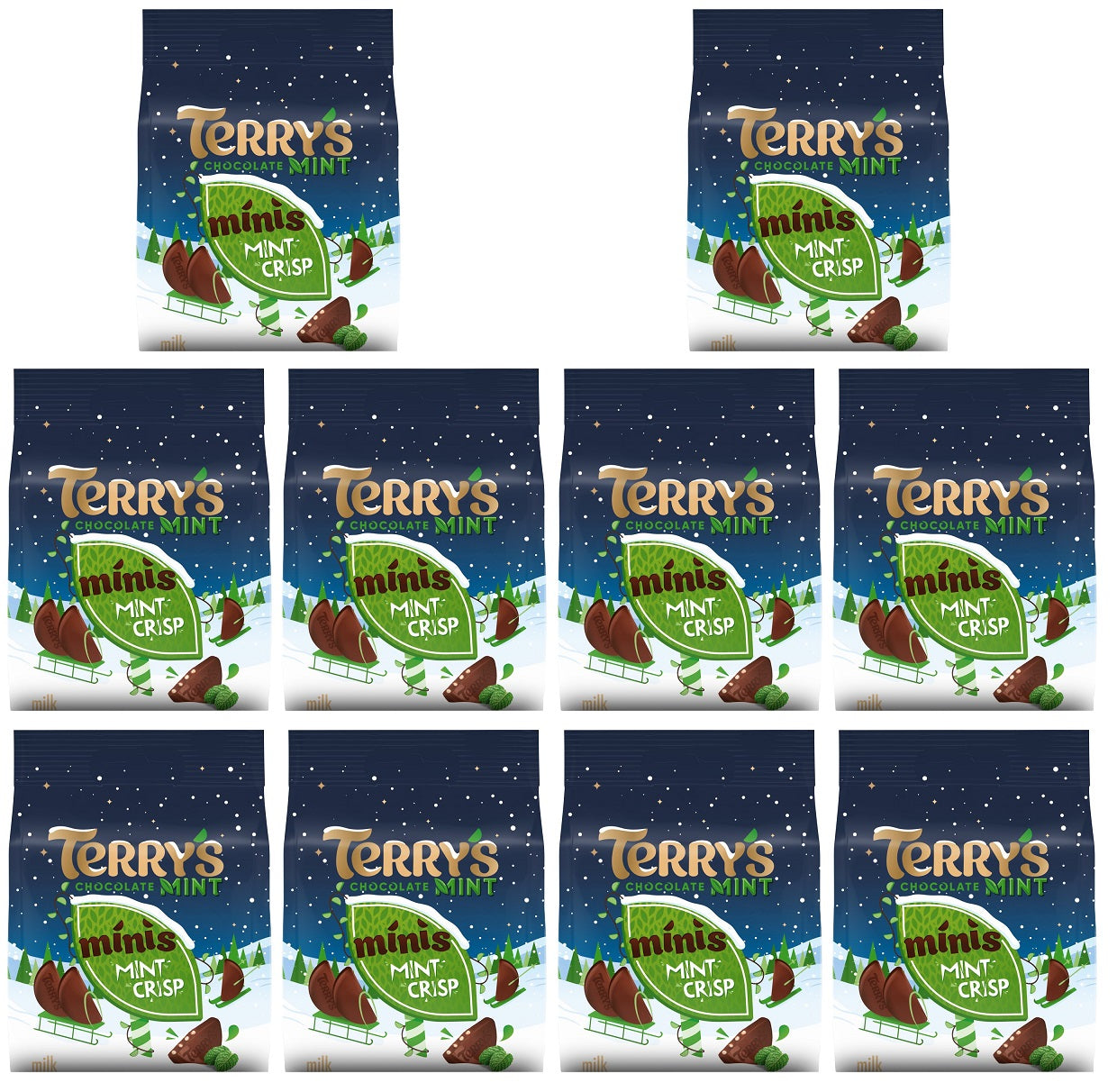 10 X Terrys Mint Crisp Mini'S Bag - 80Gm