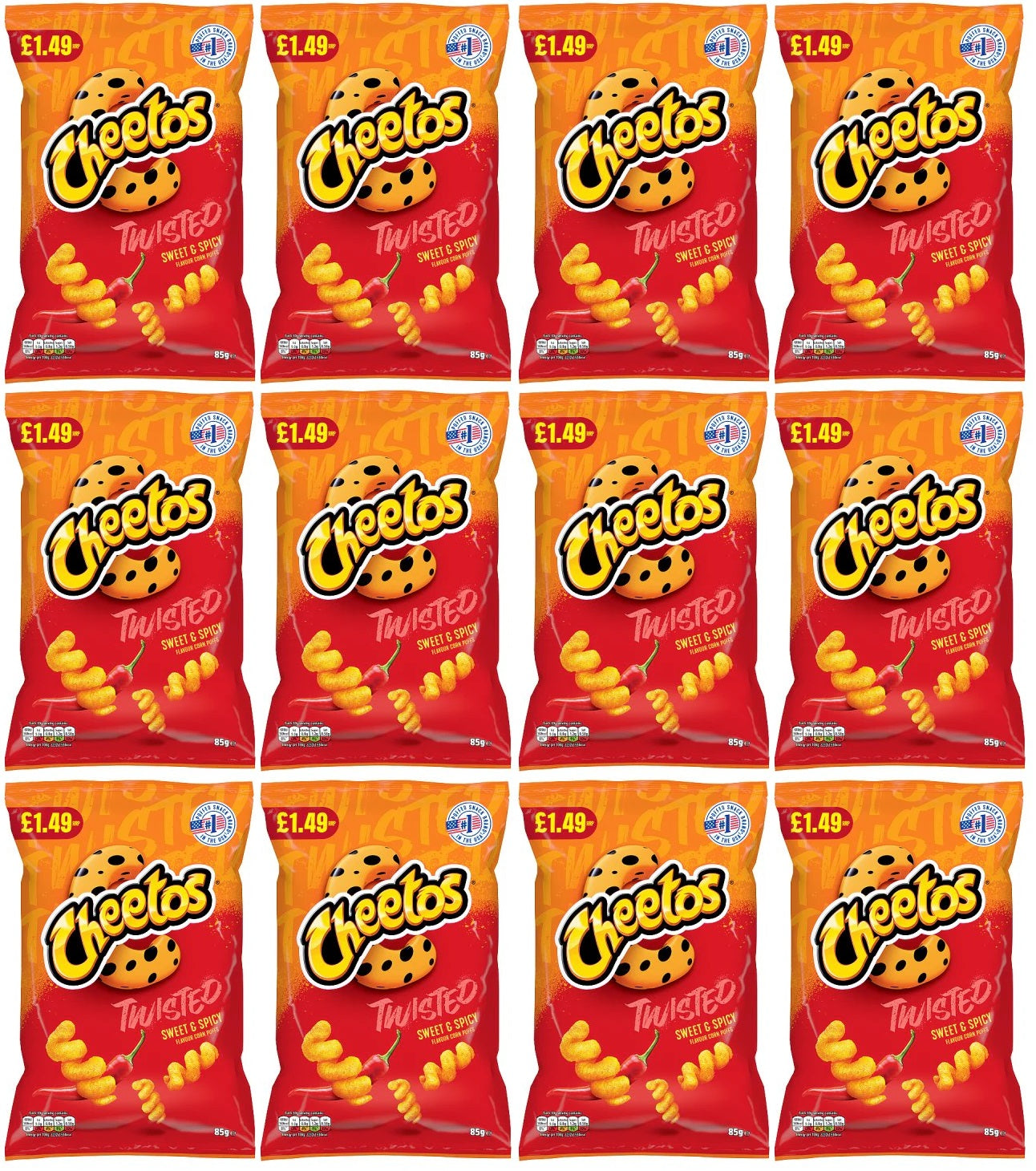 12 x Cheetos Twisted Sweet & Spicy - 85GM