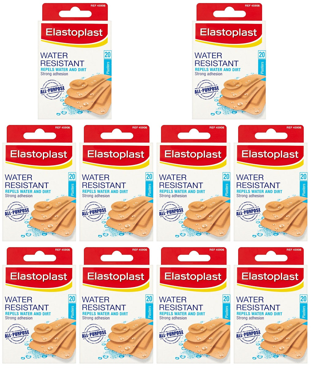 10 X Elastoplast Water Resistant Plasters - 20 Pack