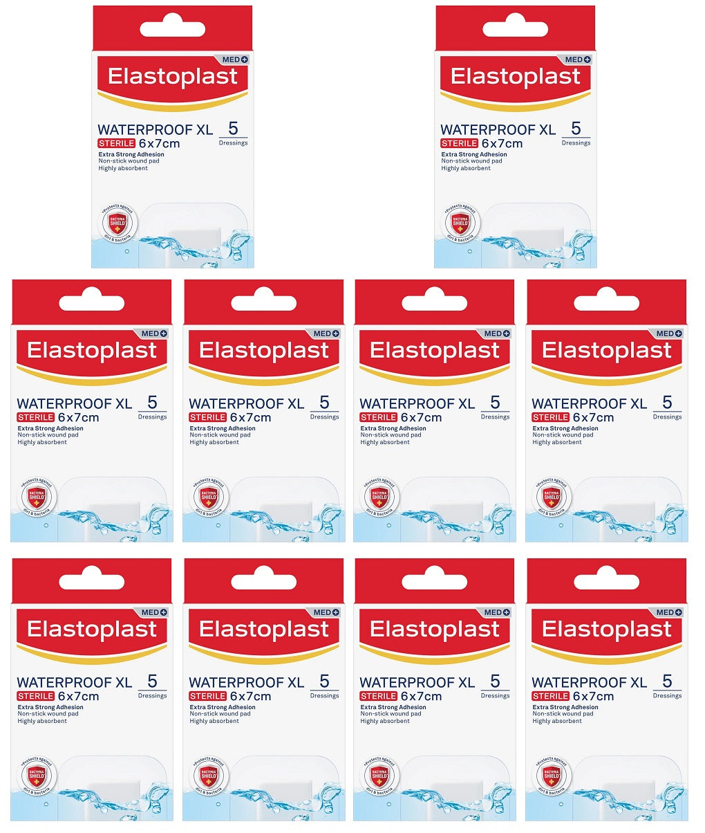 10 X Elastoplast Waterproof Sterile Xl - 5 Pack