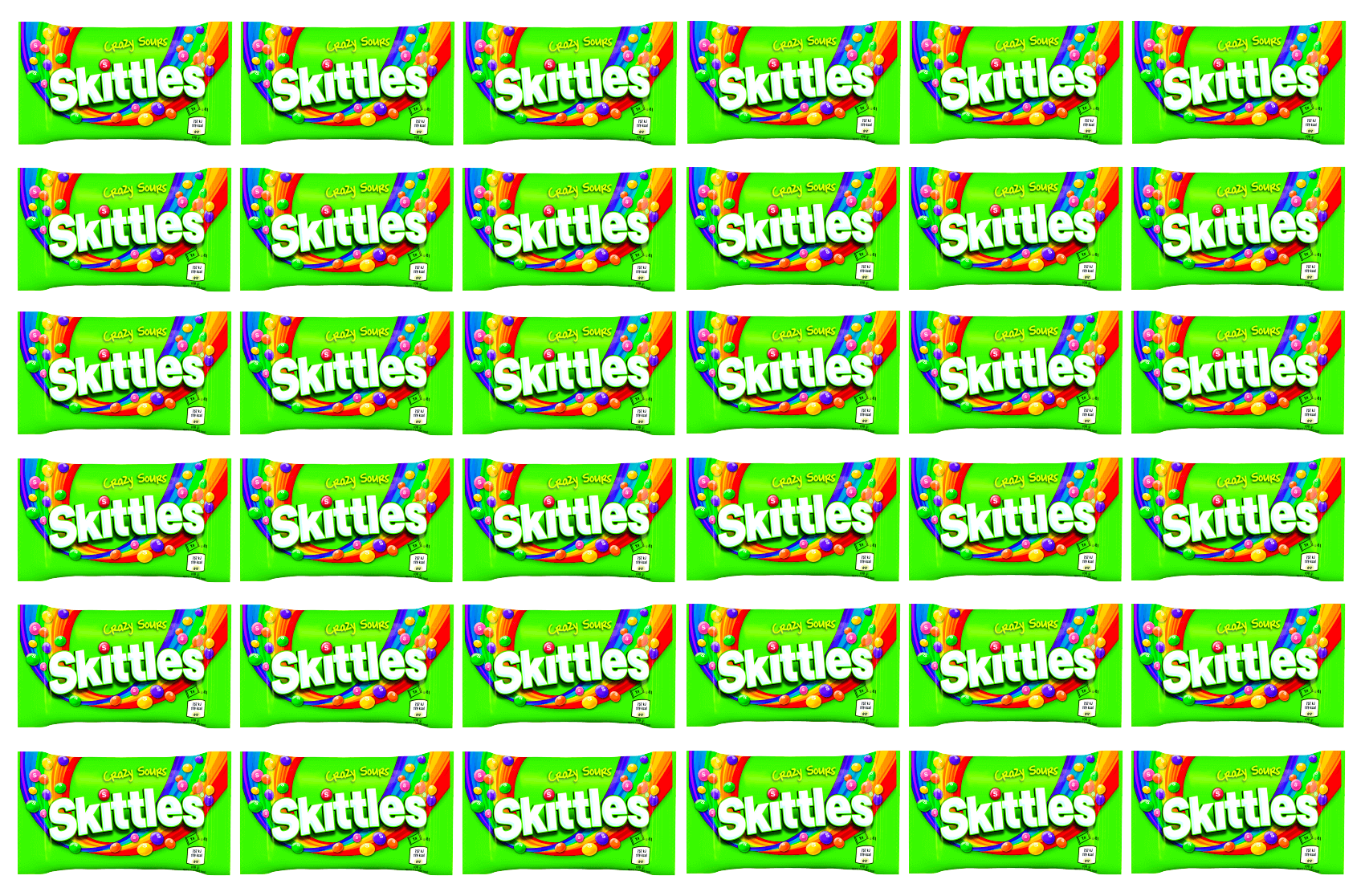 36 x Skittles Crazy Sours Bag 45Gm