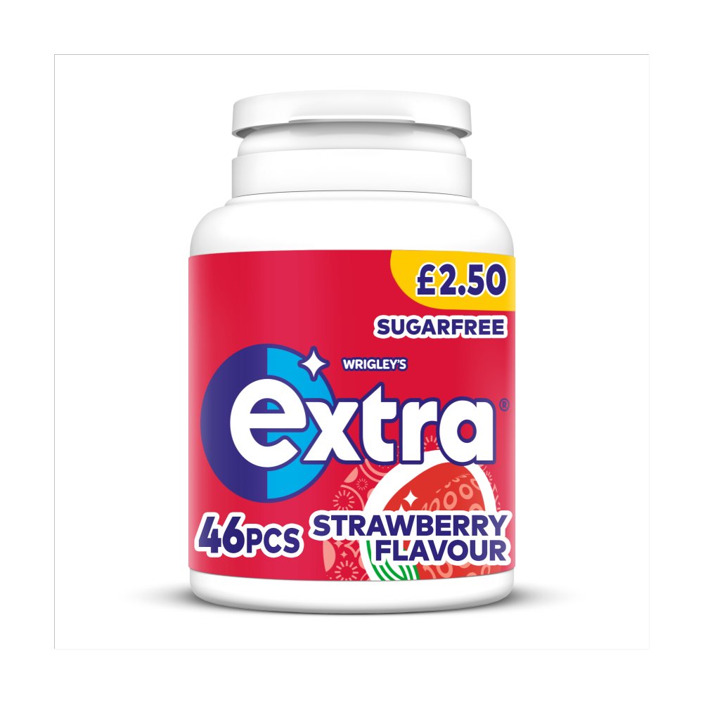 6 x Extra Strawberry Chewing Gum Bottle - 46PCE