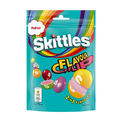 15 X Skittles Flavour Flip Sweets Pouch Bag - 136Gm