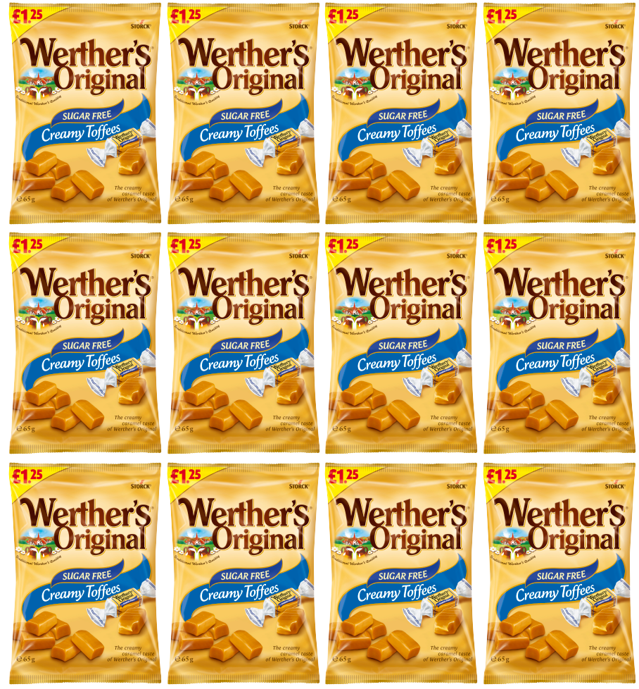12 x Werthers Creamy Toffee Sf Bag - 65Gm