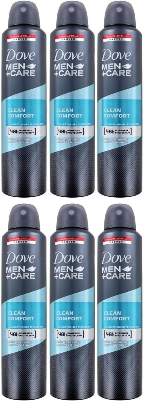 6 x Dove Men + Care Clean Comfort 48H Anti-Perspirant Deodorant