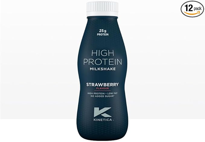 12 x Kinetica High Protein Milkshake Strawberry Flavour 330Ml