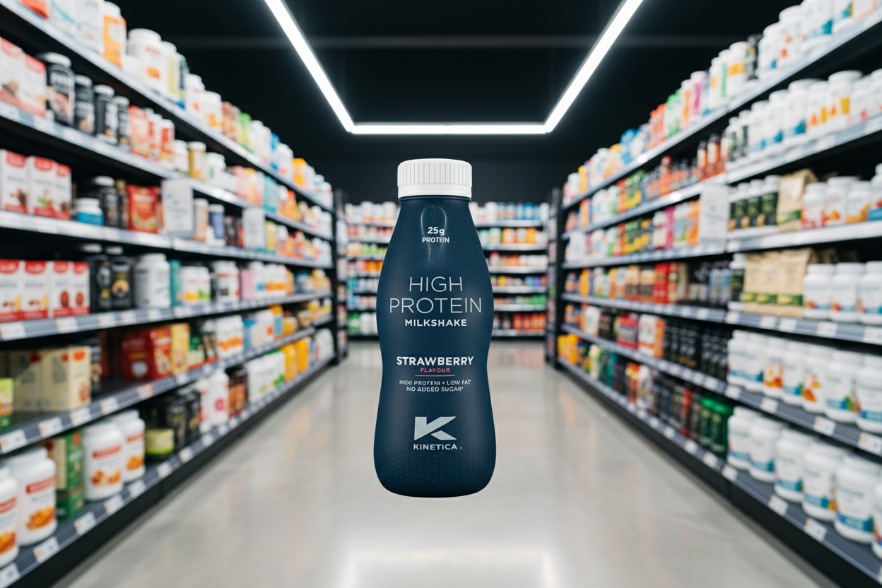 12 x Kinetica High Protein Milkshake Strawberry Flavour 330Ml