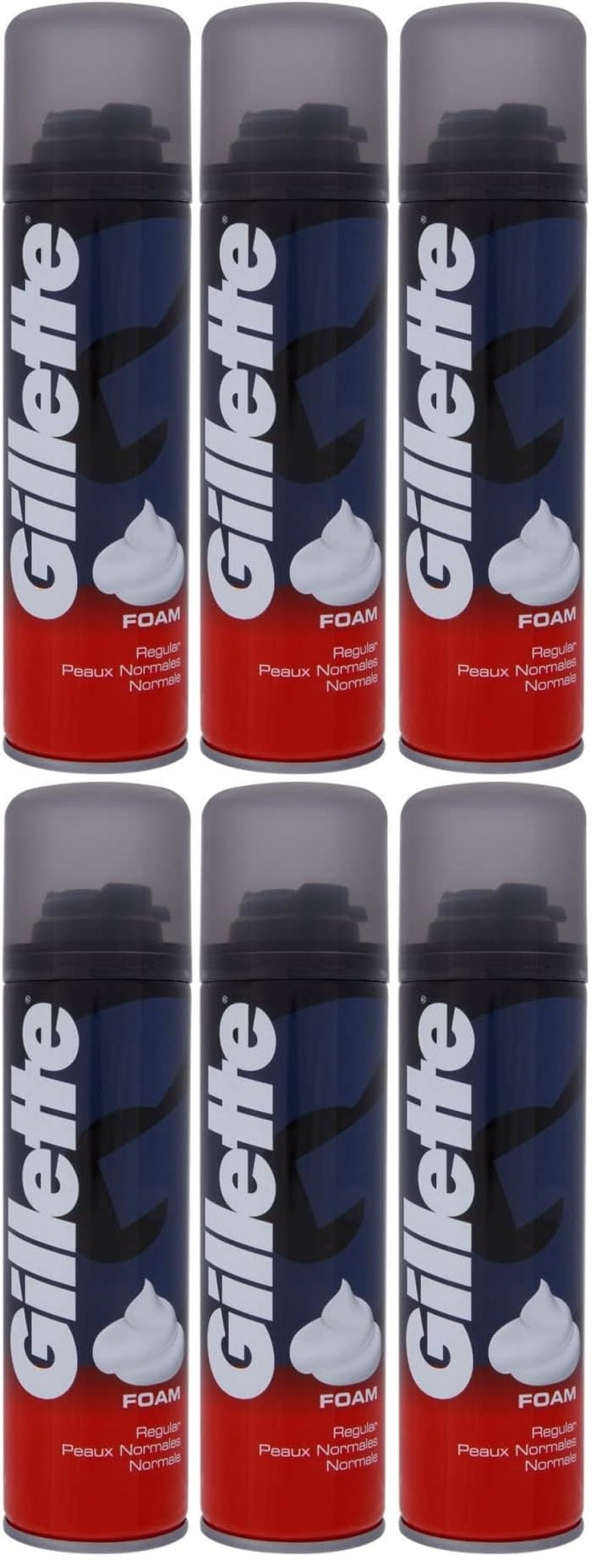 6 x Gillette Classic Men's Shaving Foam Regular 200Ml