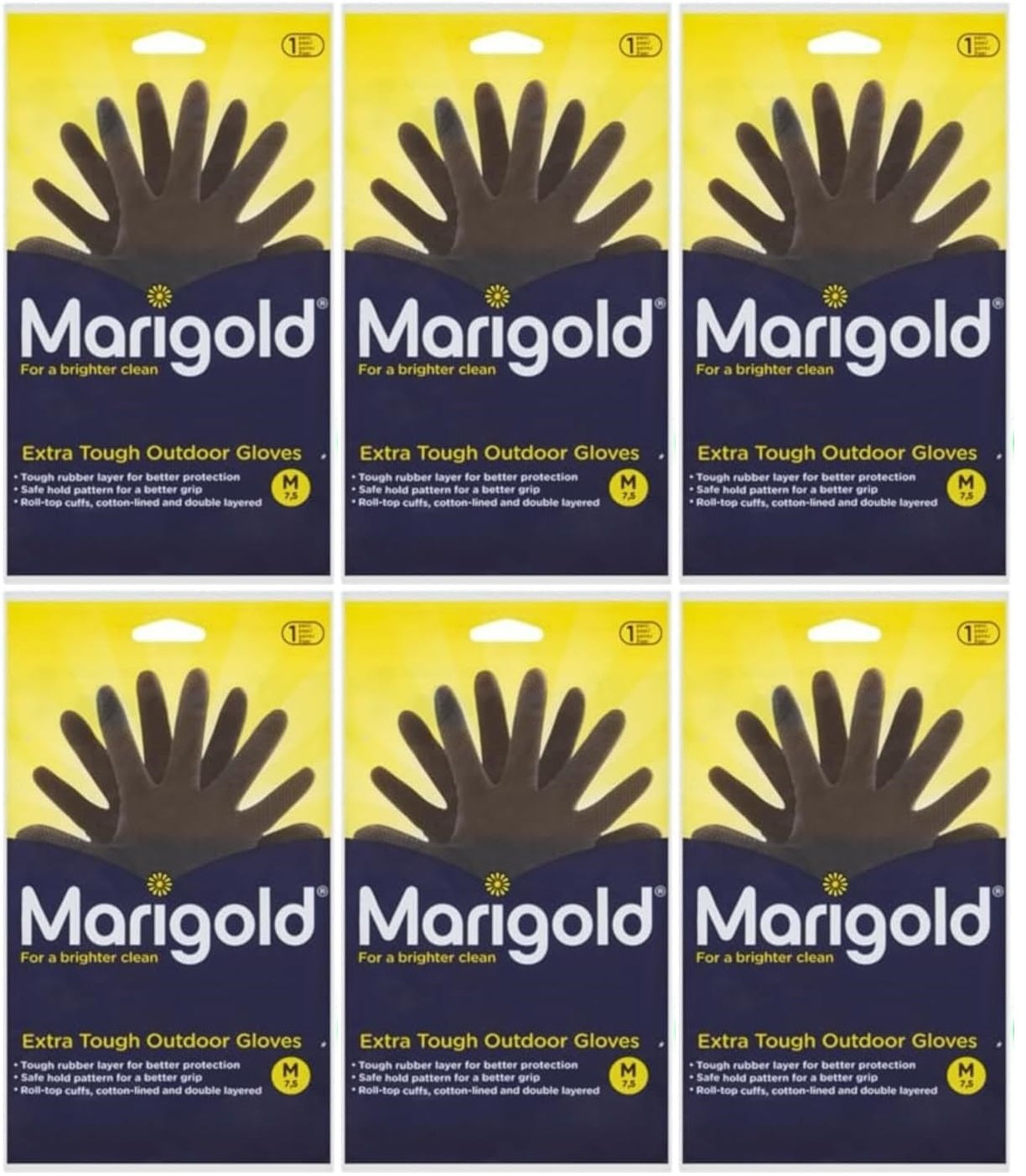 6 x Marigold Extra Tough Outdoor Gloves M 1 Pair