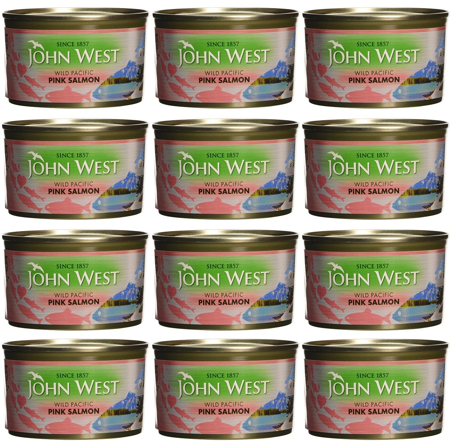 12 x John West Wild Pacific Pink Salmon 213G