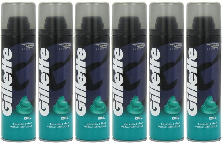 6 x Gillette Classic Sensitive Shave Gel For Sensitive Skin 200Ml