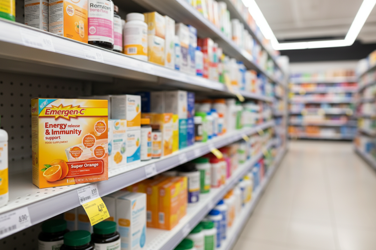 6 x Emergen-C Energy Release & Immunity Support Food Supplement Super Orange 8 Sachets 79G