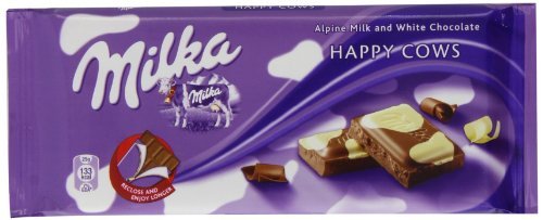 23 x Milka Happy Cows Milk And White Chocolate Bar 100G