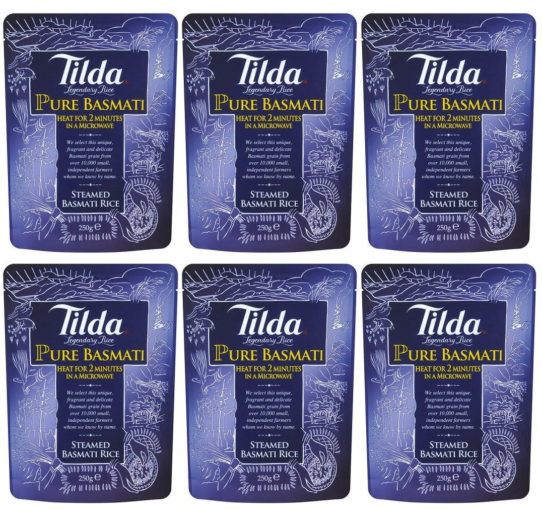 6 x Tilda Pure Microwave Basmati Rice Classics 250G