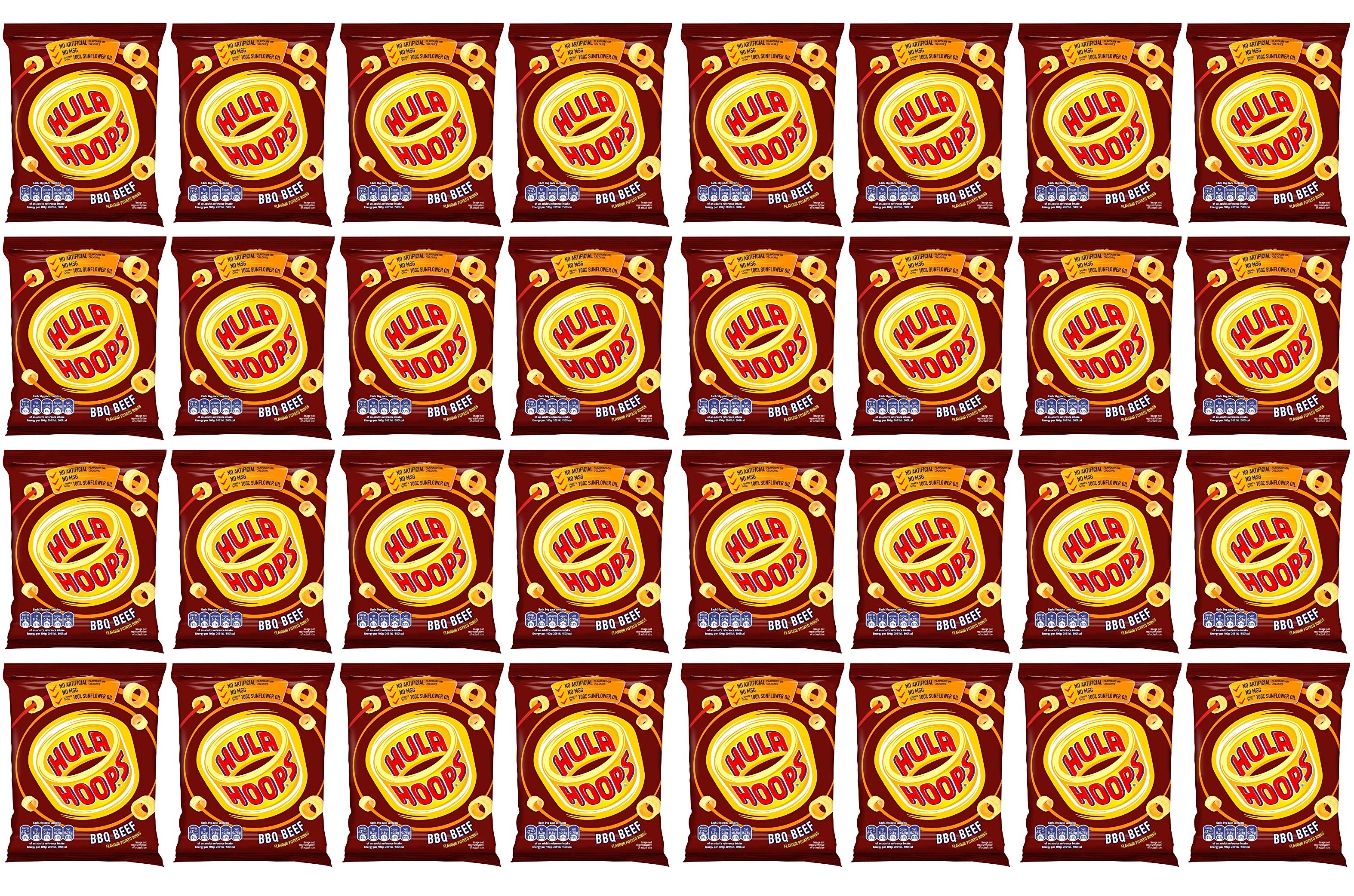 32 x Hula Hoops Bbq Beef Crisps 34G