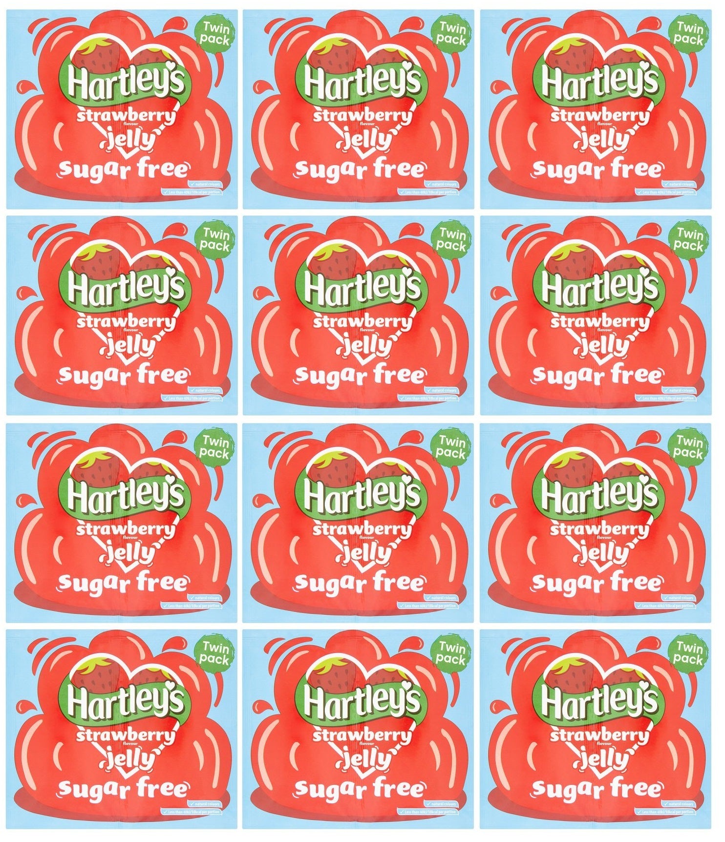 12 x Hartley's Strawberry Flavour Jelly Sugar Free Twin Pack 23G