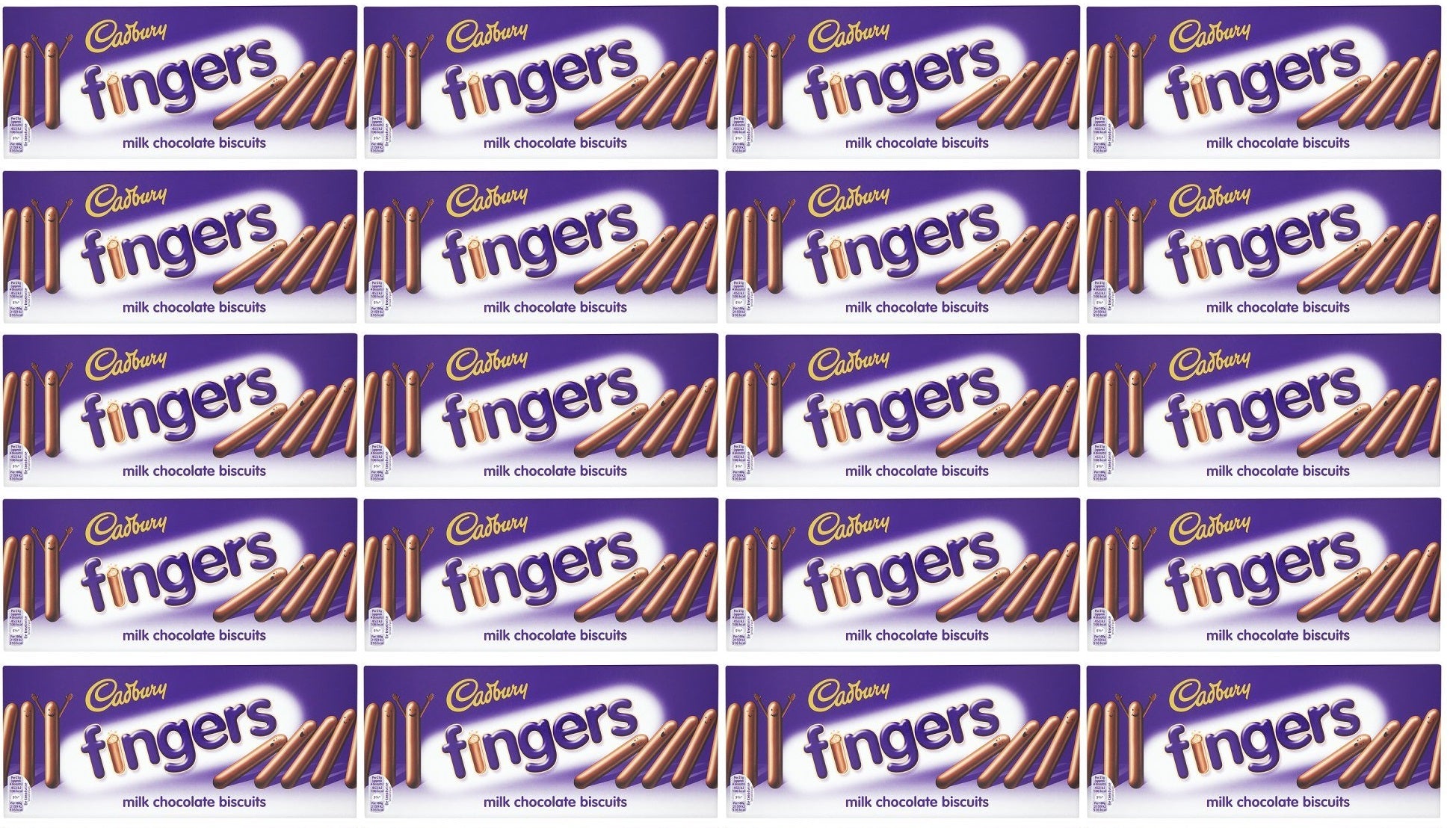 20 x Cadbury Dairy Milk Fingers Milk Chocolate Biscuits 114G