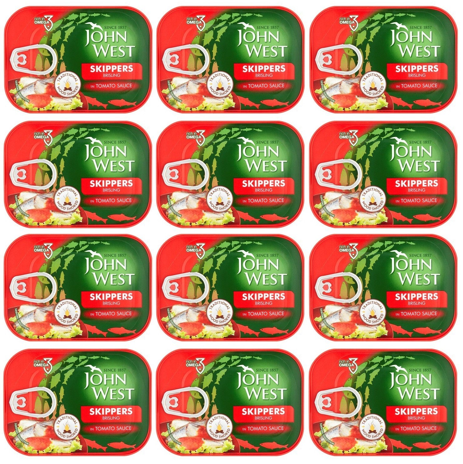 12 x John West Skippers Brisling In Tomato Sauce 106G