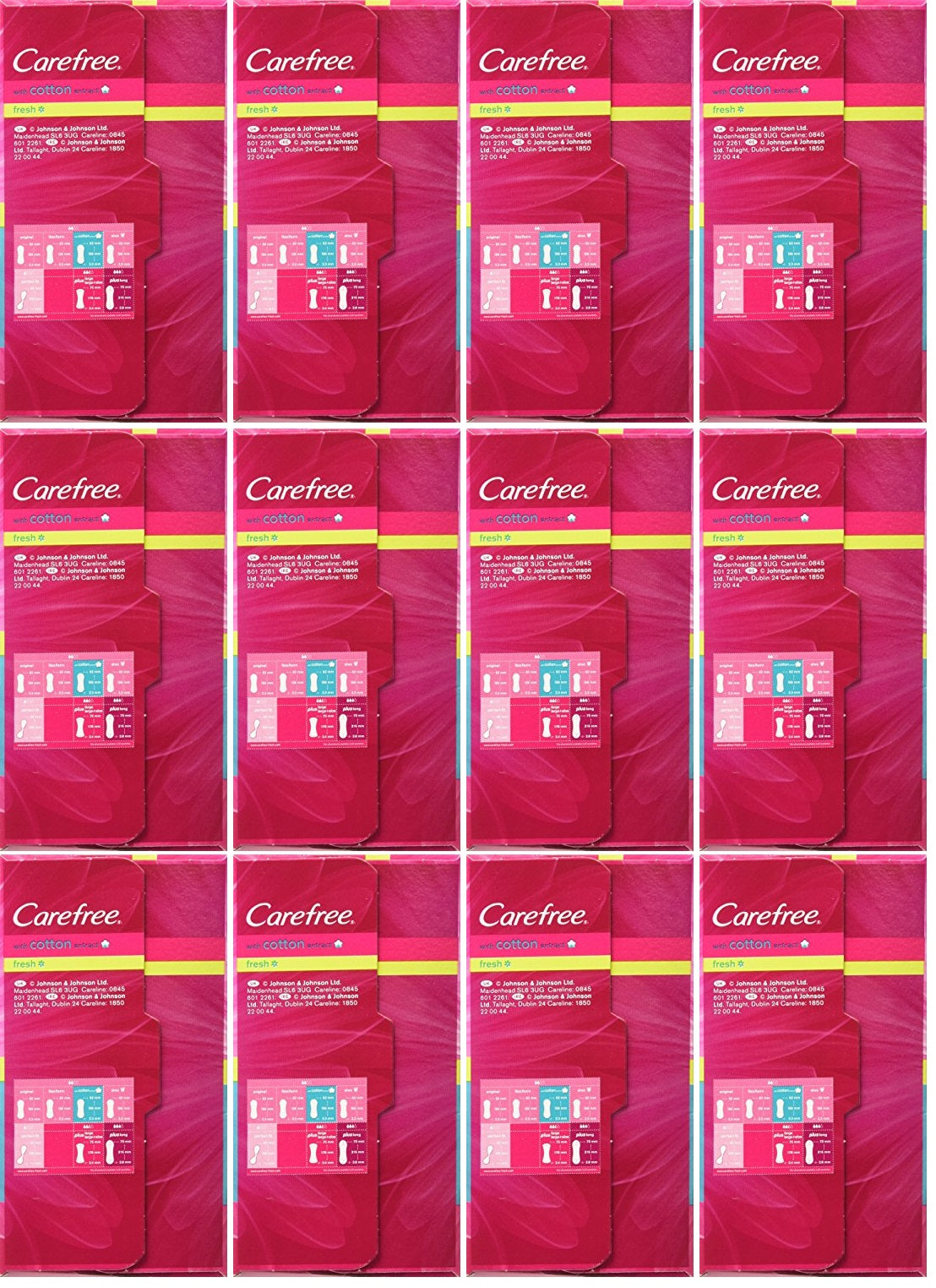 12 x Carefree Normal With Cotton Extract Panty Liners Pads Pack Of 20