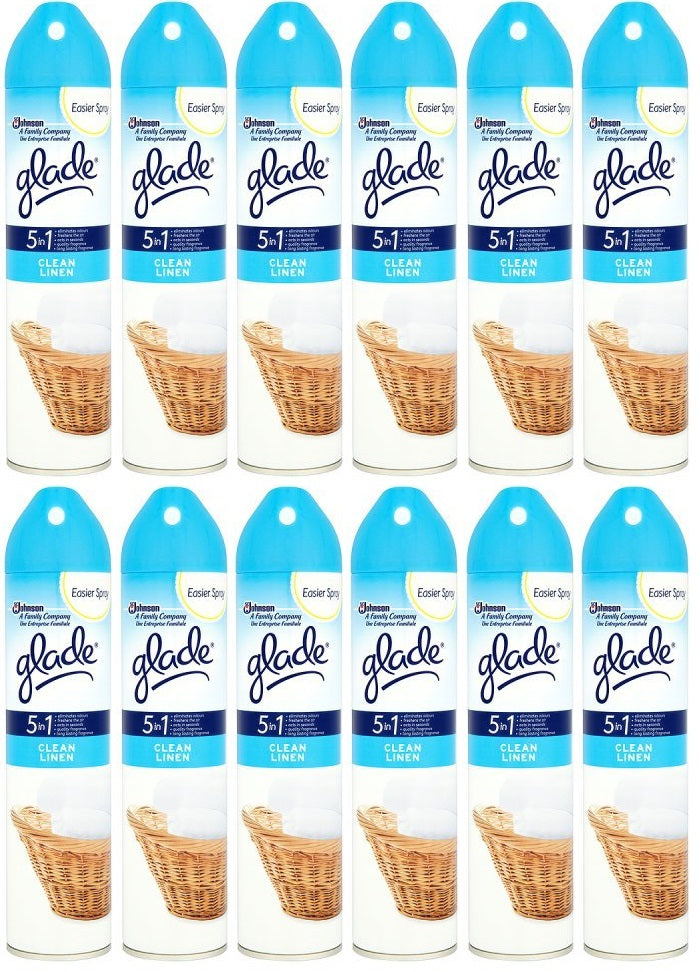 12 x Glade 5 In 1 Clean Linen Air Freshener 300Ml