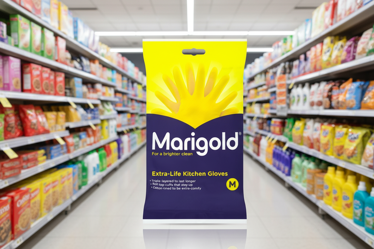 6 x Marigold Kitchen Extra Life Gloves 7½ Medium Size