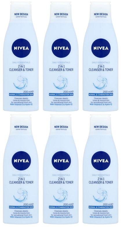 6 x Nivea 2In1 Milk & Toner Refreshing 200Ml 200Ml