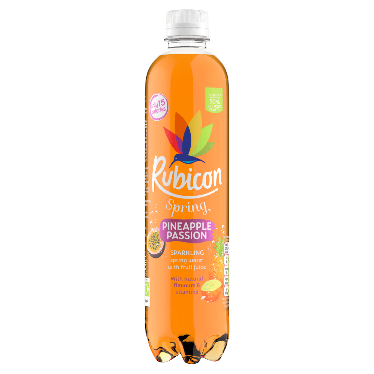 12 x Rubicon Spring Pineapple Passion Flavoured Sparkling Spring Water 500Ml