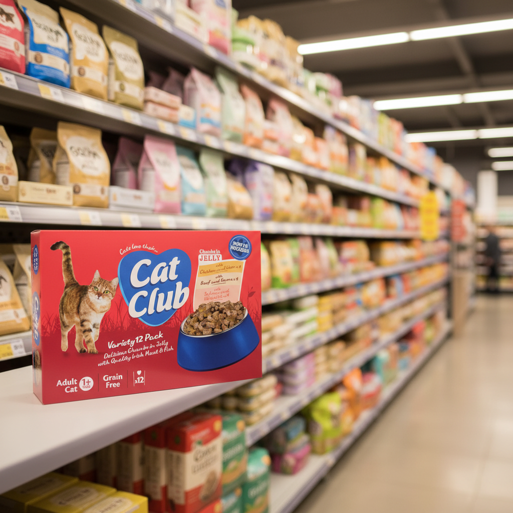 4 X Cat Club Chunks Jelly Variety 12 Pack - 12X100Gm