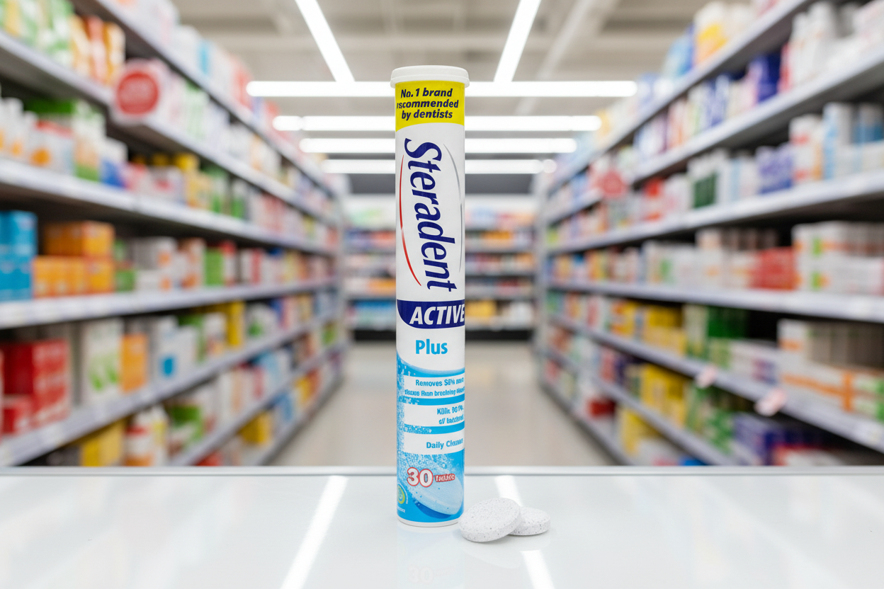 12 x Steradent Active Plus 30 Tablets
