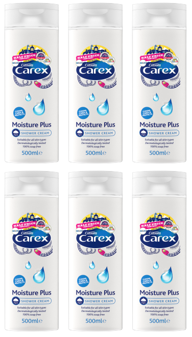 6 x Carex Shower Moisture Plus - 500ML