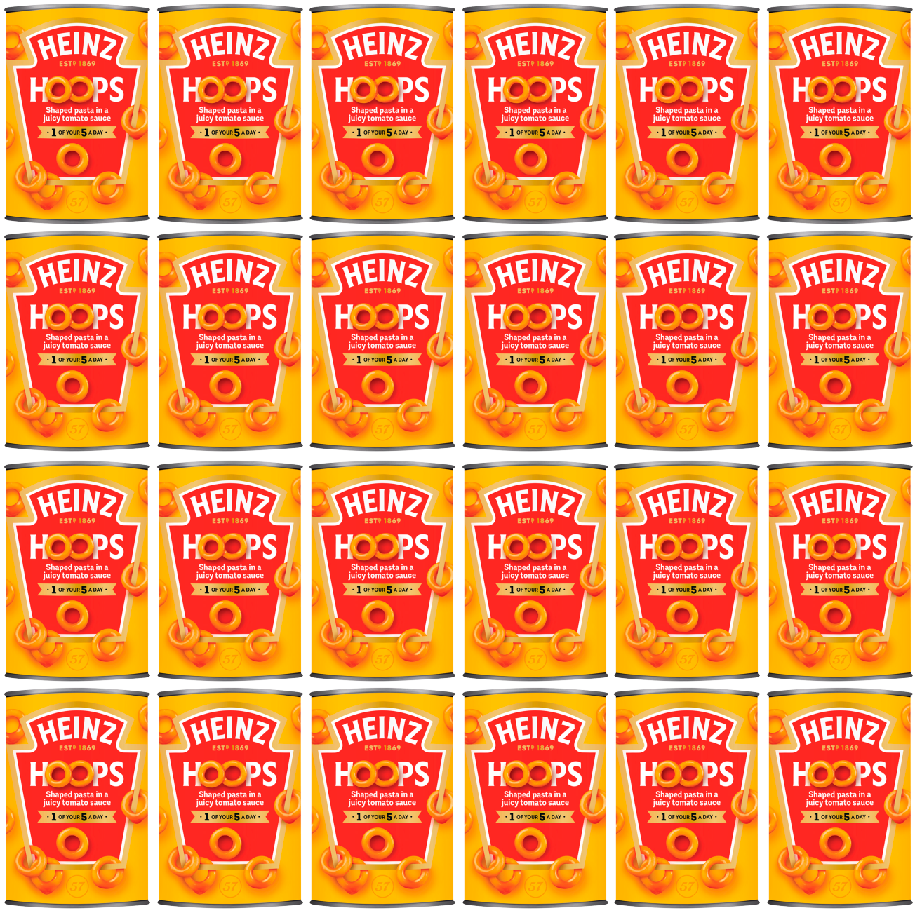 24 x Heinz Spaghetti Hoops 400Gm