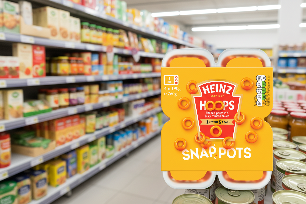 24 x Heinz Snap Pots Spaghetti Hoops 200Gm (6 x 4Pots)