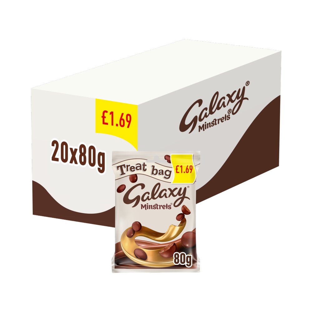 20 X Galaxy Minstrels Chocolate Treat Bag - 80Gm