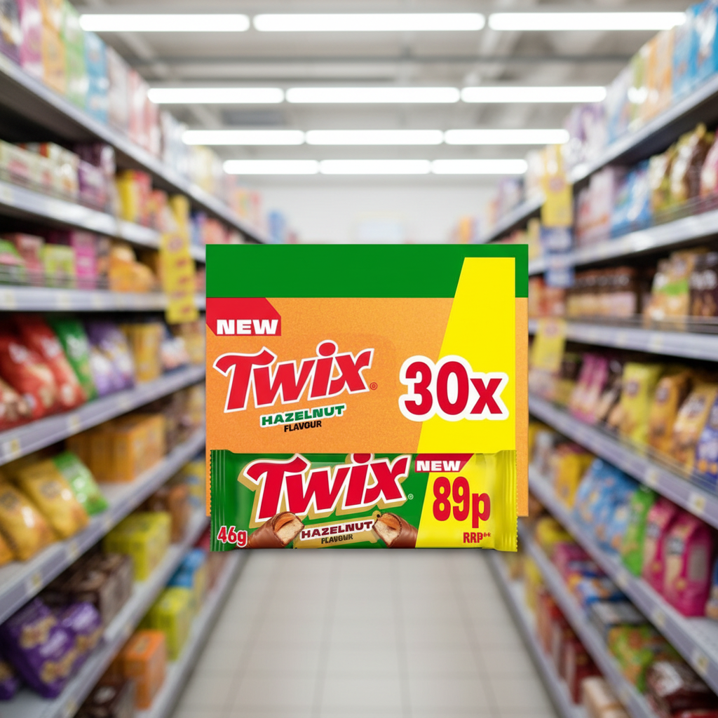30 X Twix Chocolate Hazelnut Biscuit Twin Bars - 46Gm