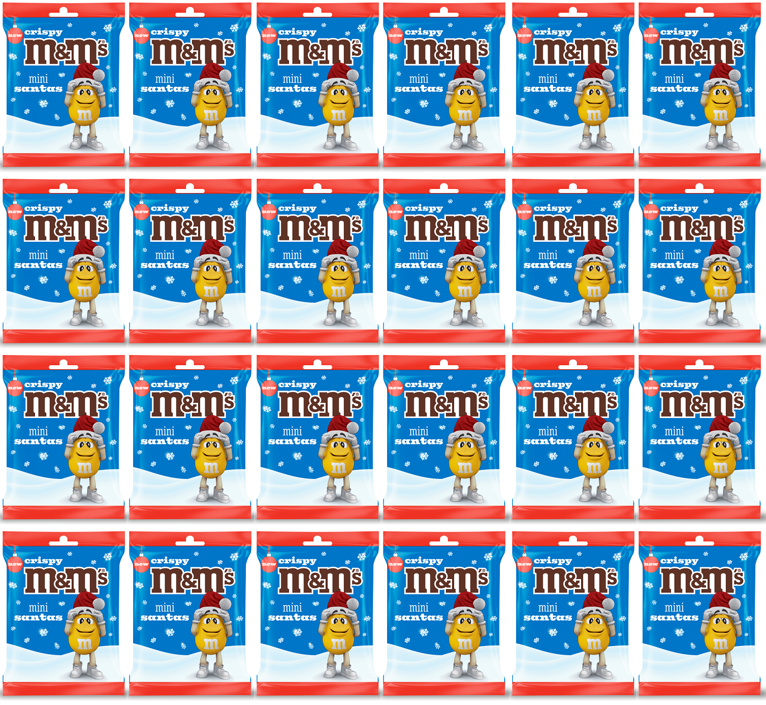 24 X M&Ms Crispy Santa Mini Bag - 55Gm
