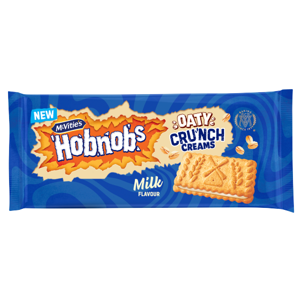 18 X Mcvities Hobnob Oaty Milk Biscuits - 100Gm