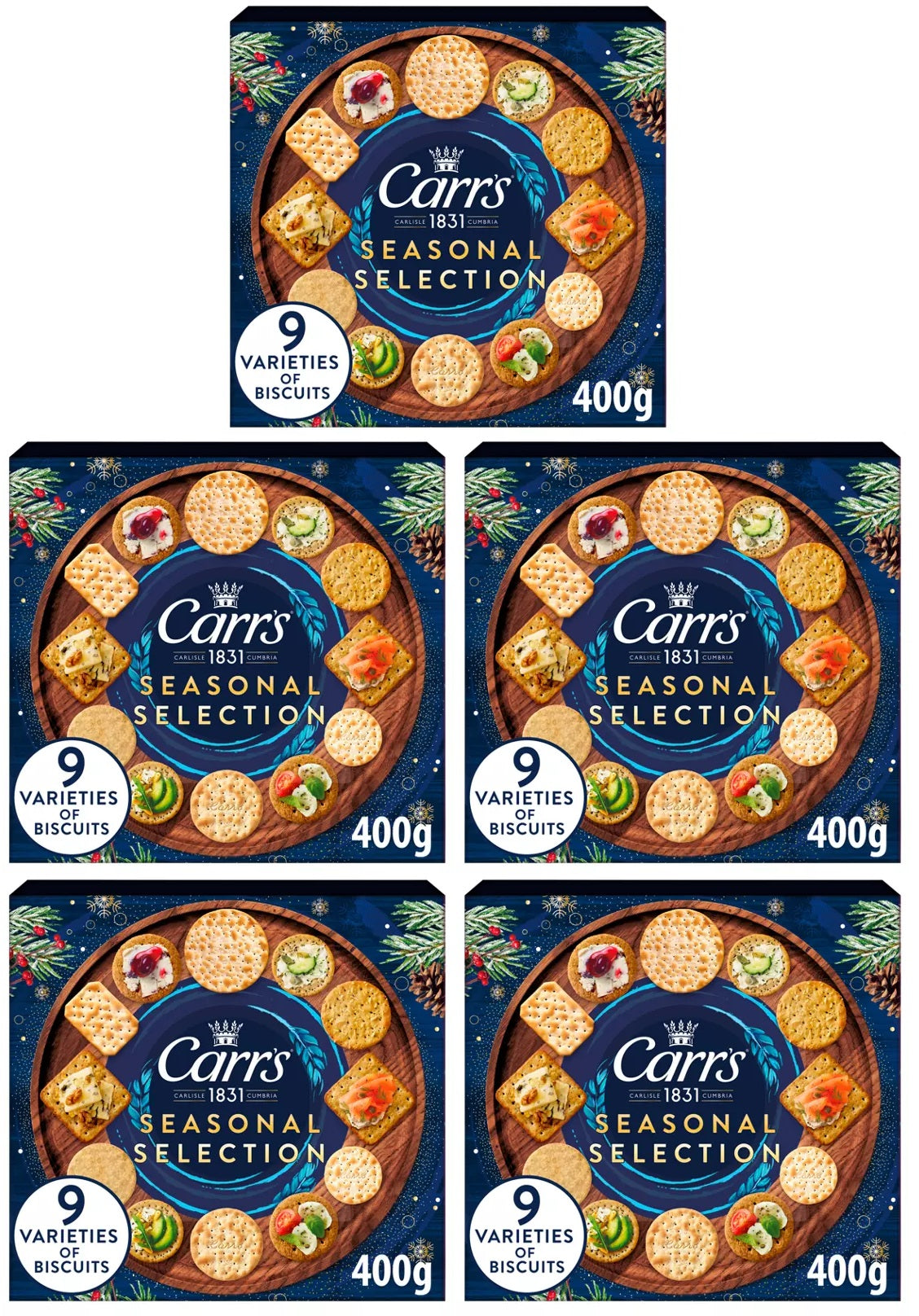 5 x Carrs Crackers Selection Carton 400G