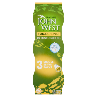 16 x John West Tuna Chunks In Sunflower 3pk - 3X80G