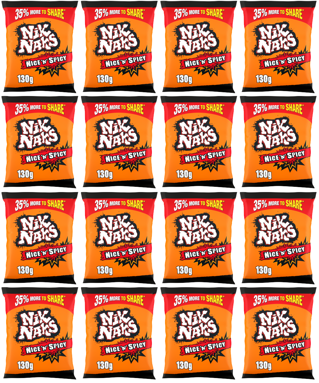 16 X Kp Nik Naks Nice N Spicy Sharing - 130Gm