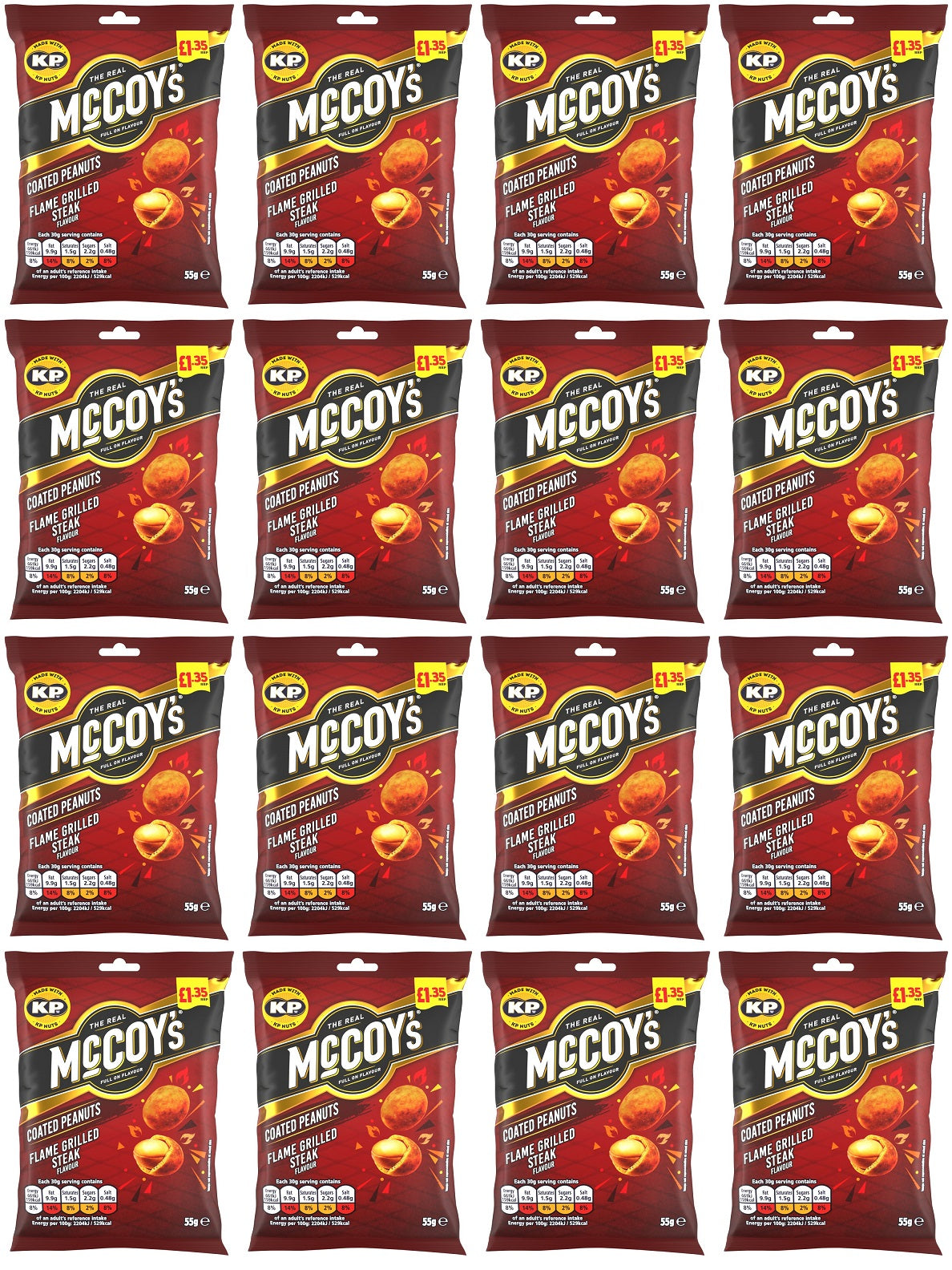 16 X Mccoys Coated Nuts Flame Grilled Steak - 55Gm