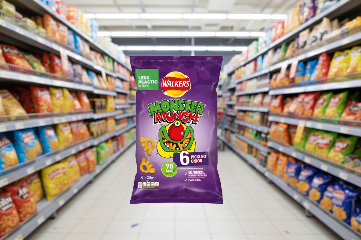 18 x Walkers Monster Munch Pickled Onion 6Pk 6X22Gm