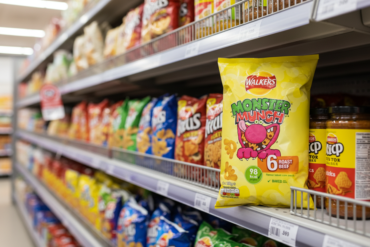 18 x Walkers Monster Munch Roast Beef 6Pk 22Gm