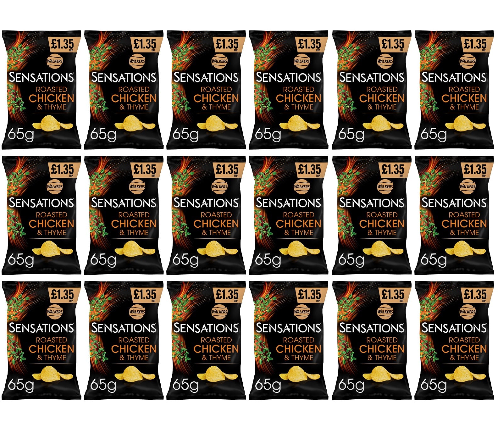 18 X Sensations Chicken & Thyme Crisps - 65Gm