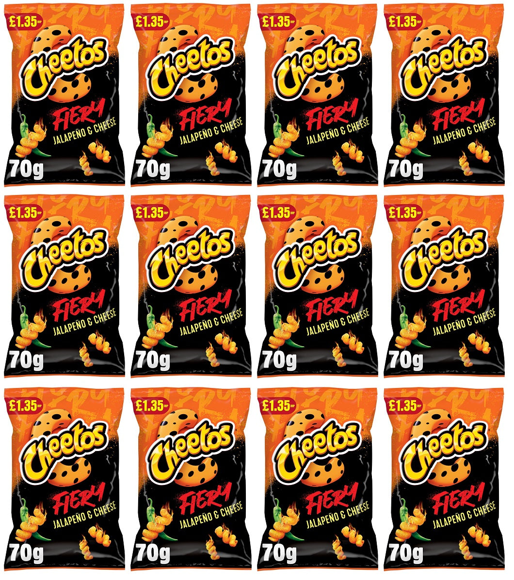 12 X Cheetos Twisted Fiery Jalapeno & Cheese - 70Gm