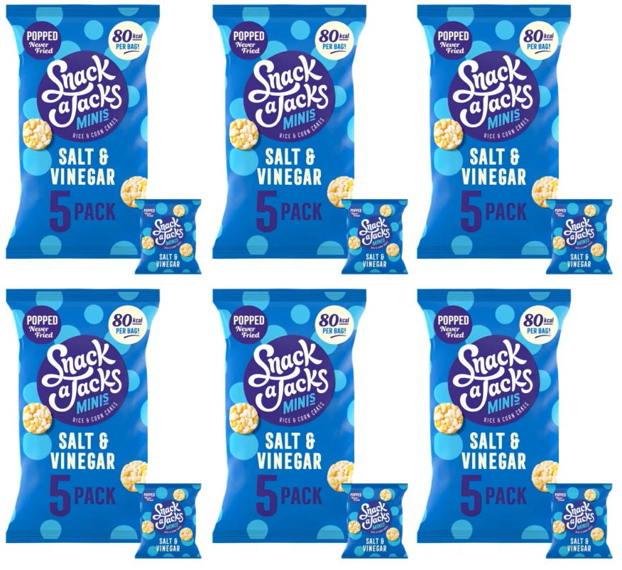 6 X Snack A Jacks Minis Salt & Vinegar 5Pk - 5X19Gm