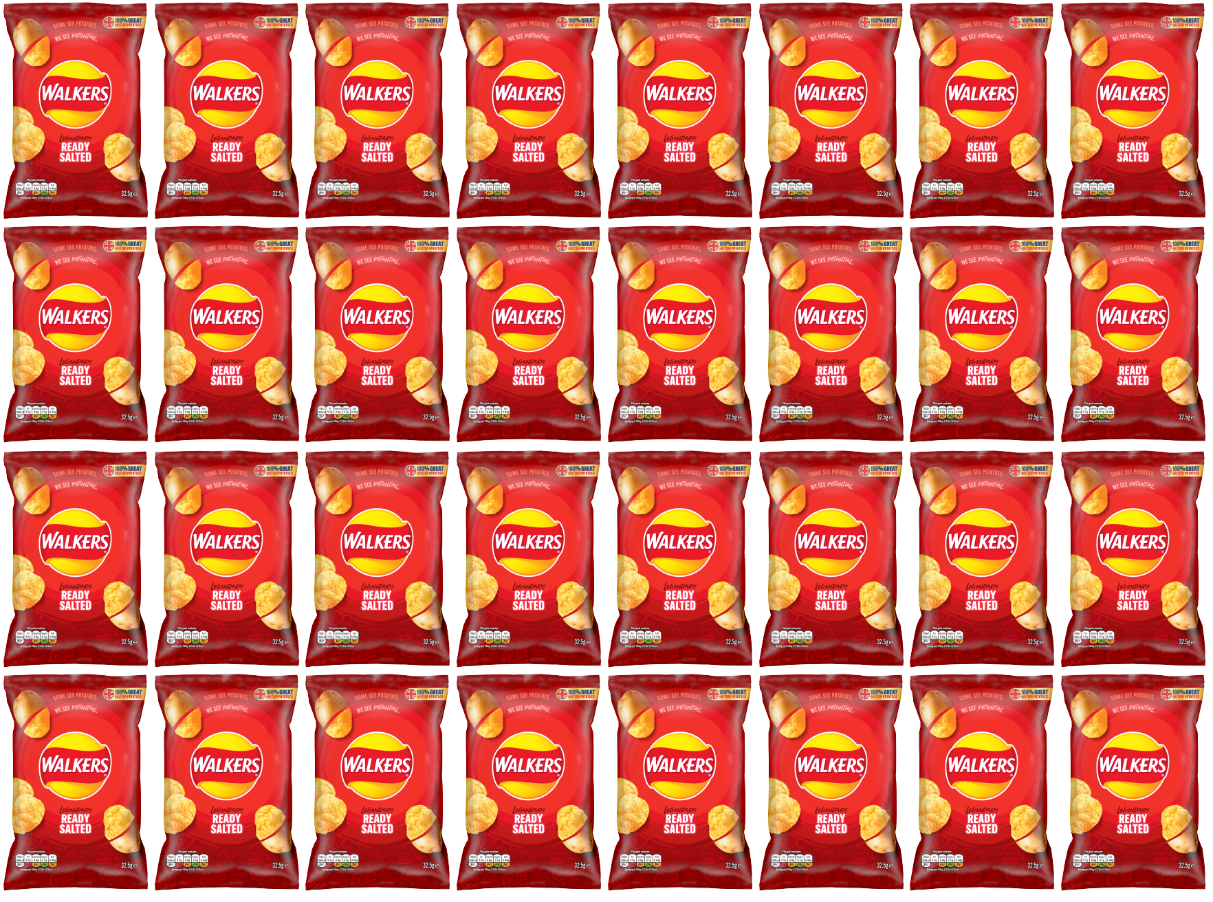 32 x Walkers Ready Salted 32.5Gm