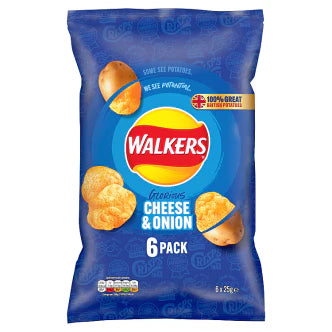 18 x Walkers Cheese & Onion Multipack Crisps 6X25G